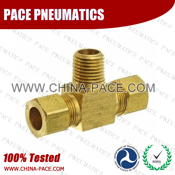 Barstock Male Branch Tee Compression fittings, Brass connectors, Brass Pipe Joint Fittings, Pneumatic Fittings, Air Fittings